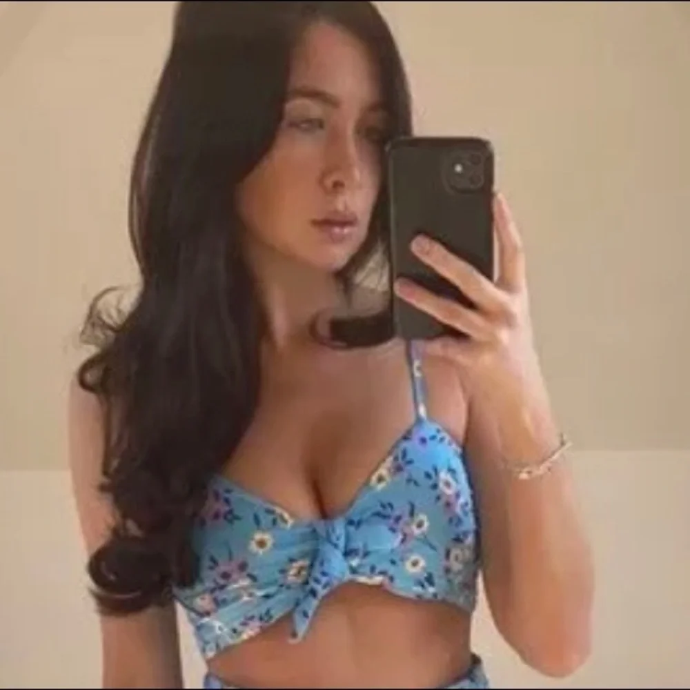 Zara print crop top sky blue NWT large - Picture 2 of 7